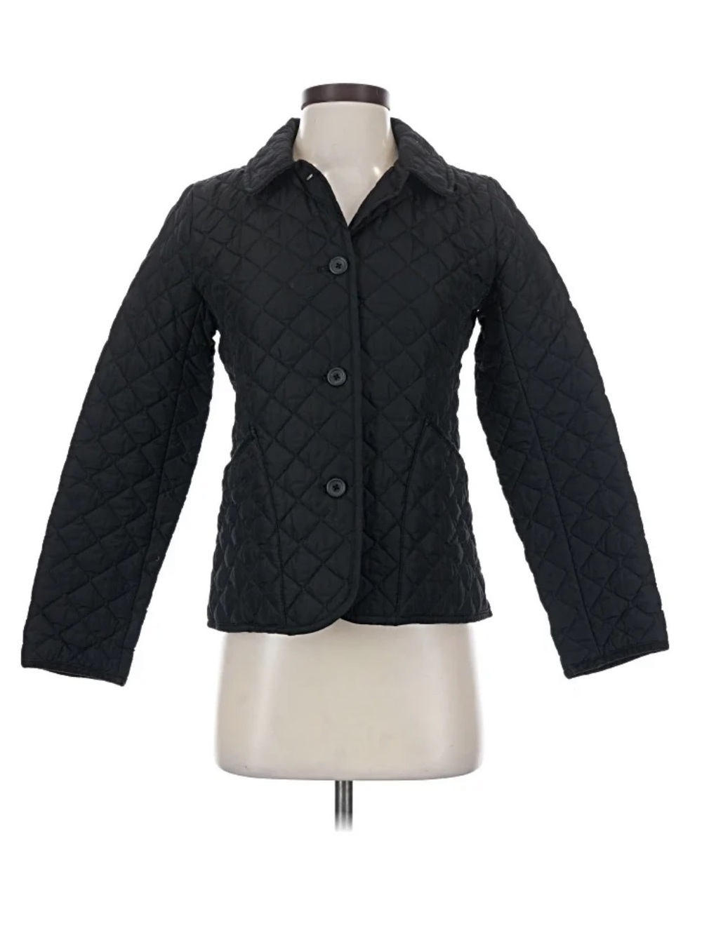 Banana Republic Black Quilted Button-Front Jacket